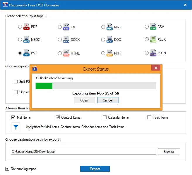 OST to PST conversion will start