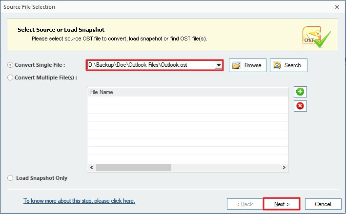 Click Next to process